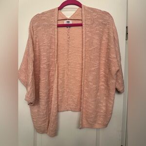 Old Navy 3/4 Sleeve Lightweight  Size m Coral Batwing Open Nubby Knit (my38)